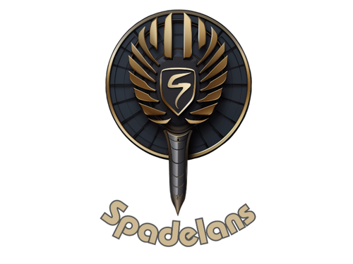 Logo de la marque Spadelans, une raquette de padel forgée avec une épée spartiate