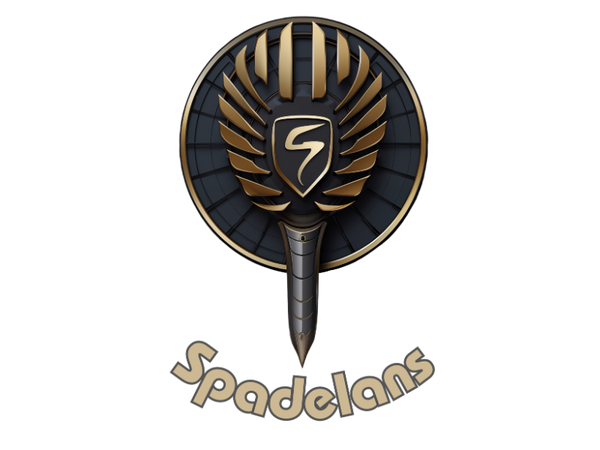 Logo de la marque Spadelans, une raquette de padel forgée avec une épée spartiate